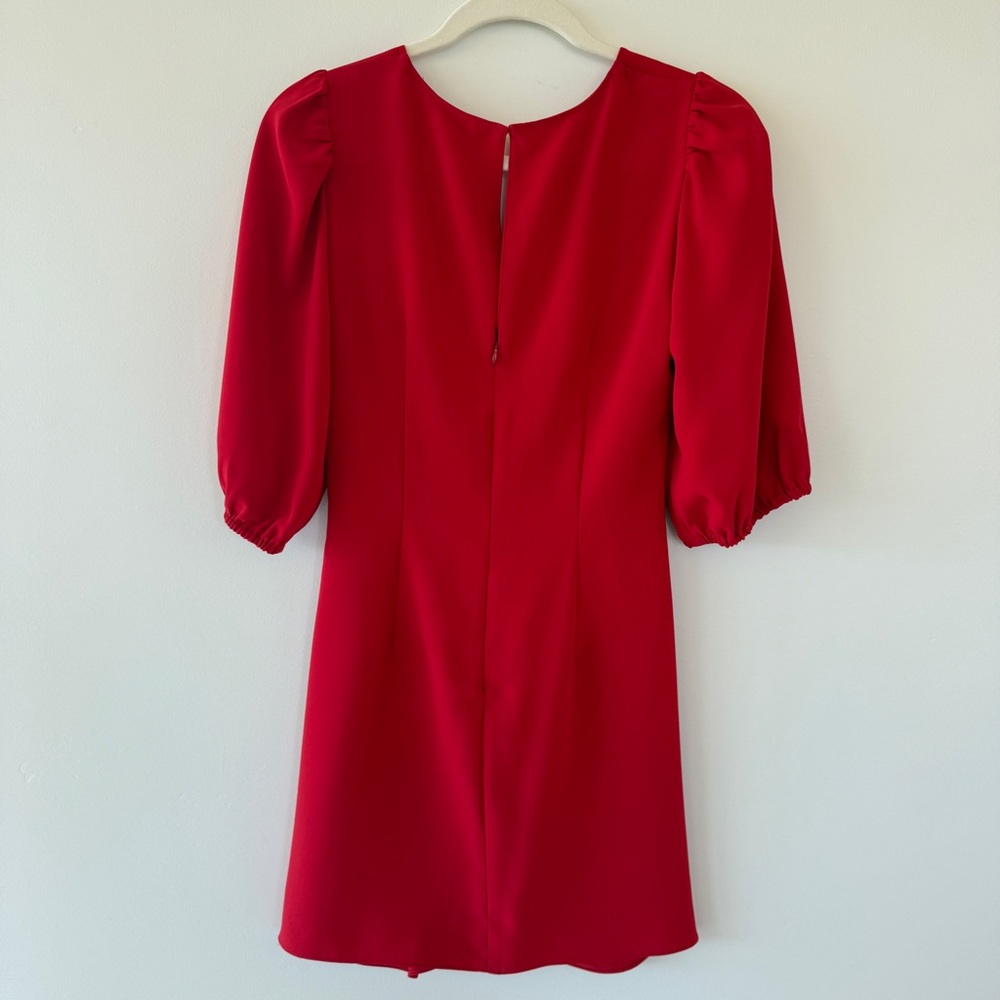 Amanda Uprichard Susannah Red Puff Sleeve Twist Front Mini Dress Women’s S - Picture 8 of 11